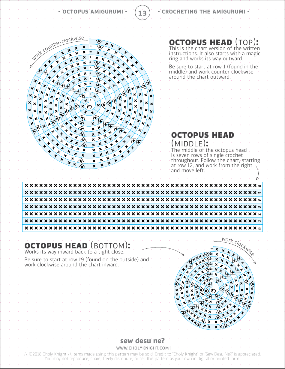 Octopus Amigurumi Crochet Pattern Templates, Page 13
