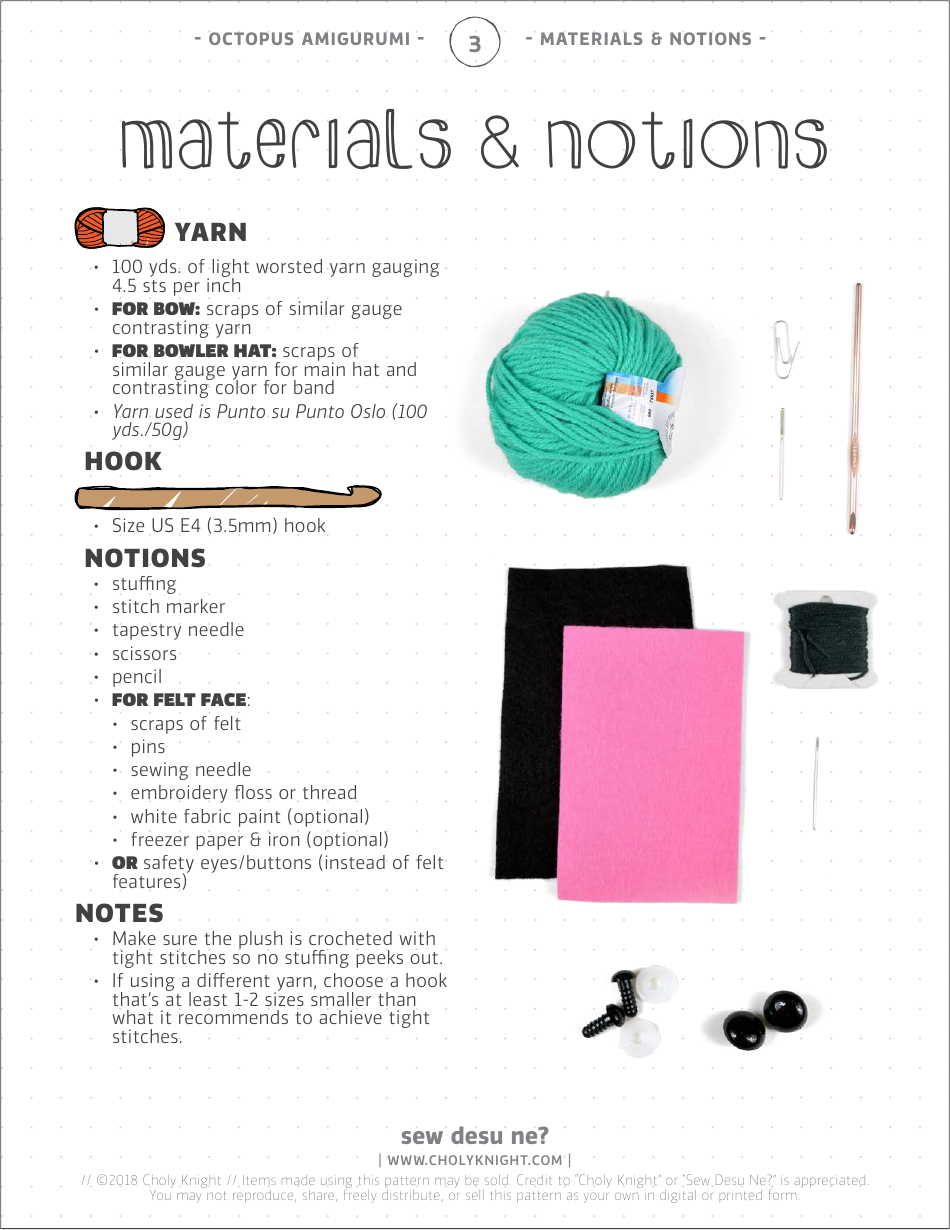 Octopus Amigurumi Crochet Pattern Templates, Page 3