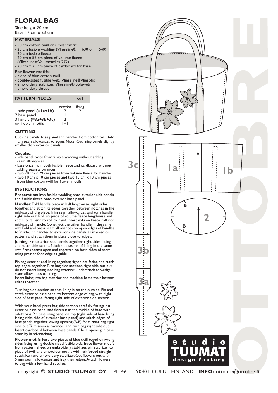 Floral Bag Sewing Pattern Template