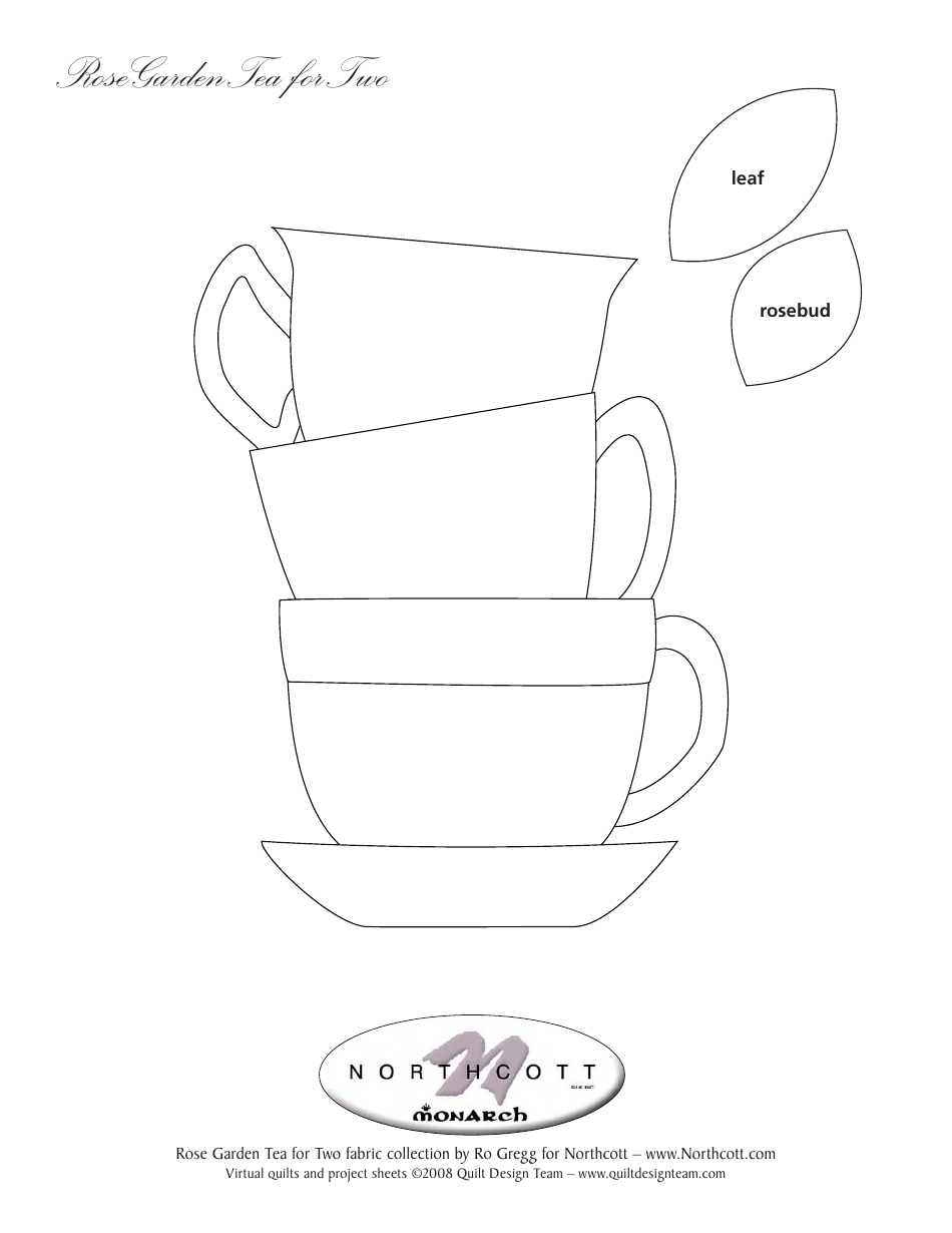 Rose Garden Tea for Two Table Runner Pattern Templates, Page 7