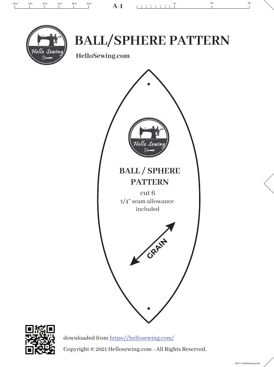 Ball / Sphere Sewing Pattern Template, Page 1