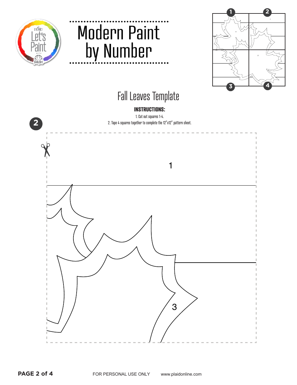 Fall Leaves Paint by Number Templates, Page 2