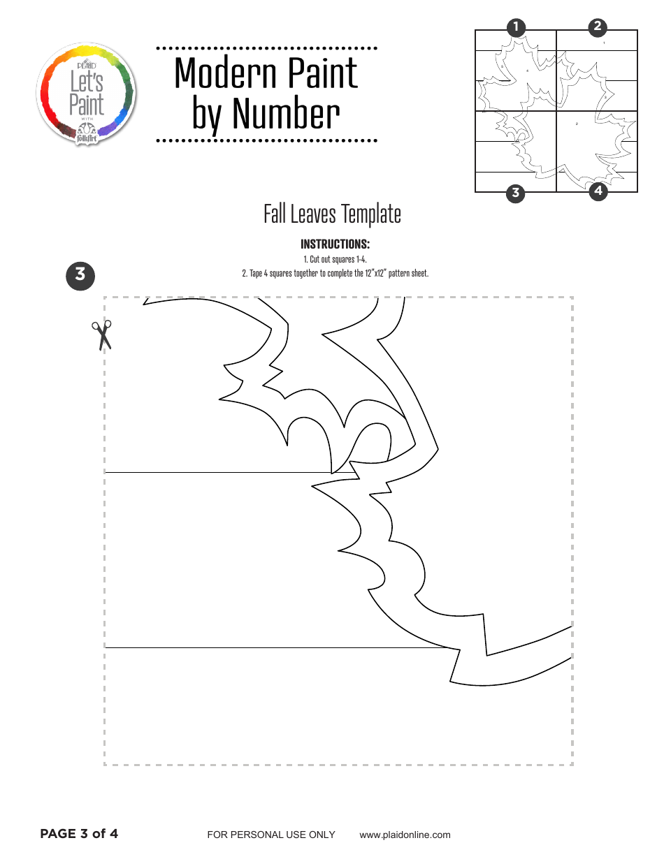 Fall Leaves Paint by Number Templates, Page 3