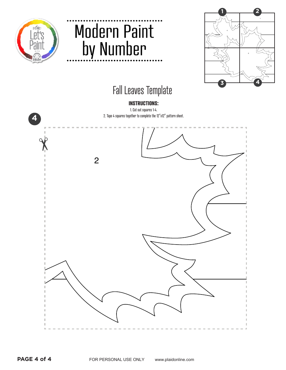 Fall Leaves Paint by Number Templates, Page 4