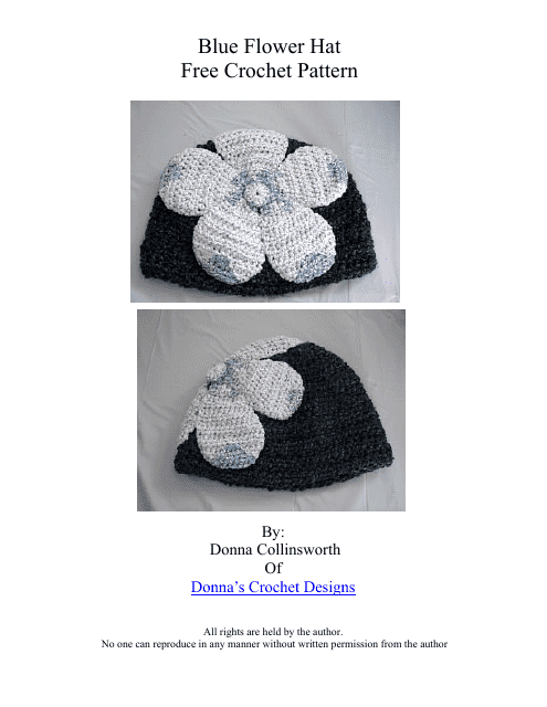 Blue Flower Hat Crochet Pattern Image Preview