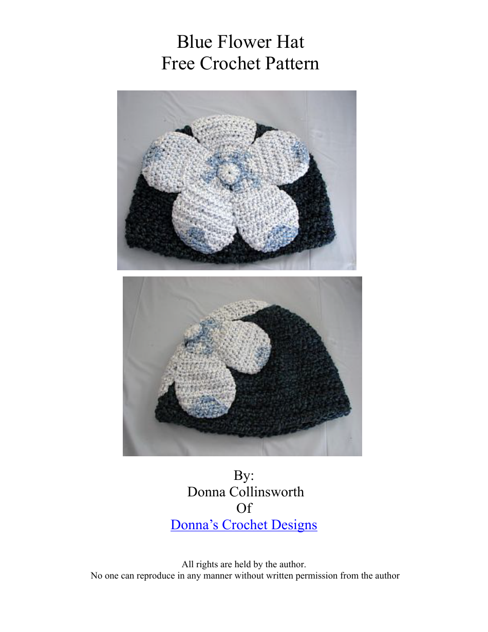 Blue Flower Hat Crochet Pattern Image Preview
