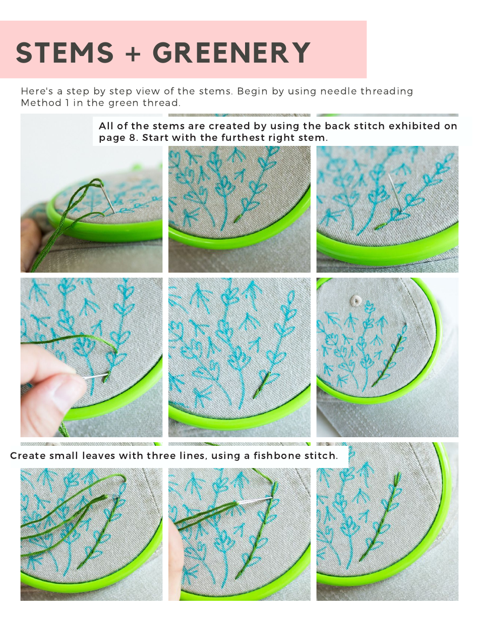 Wildflower Hat Embroidery Pattern, Page 12