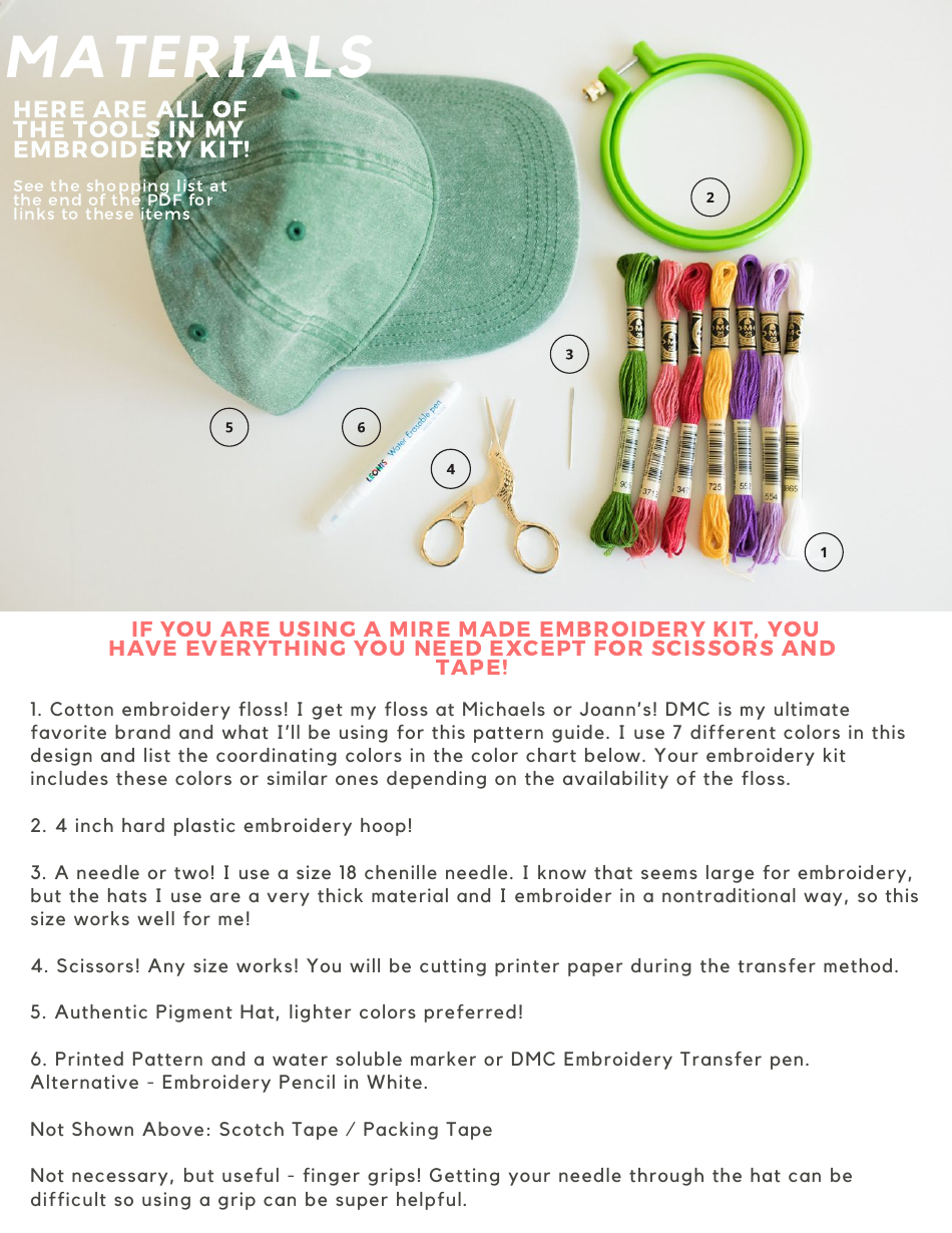 Wildflower Hat Embroidery Pattern, Page 3