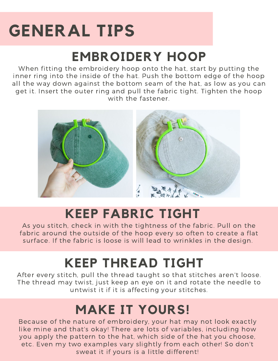 Wildflower Hat Embroidery Pattern, Page 6