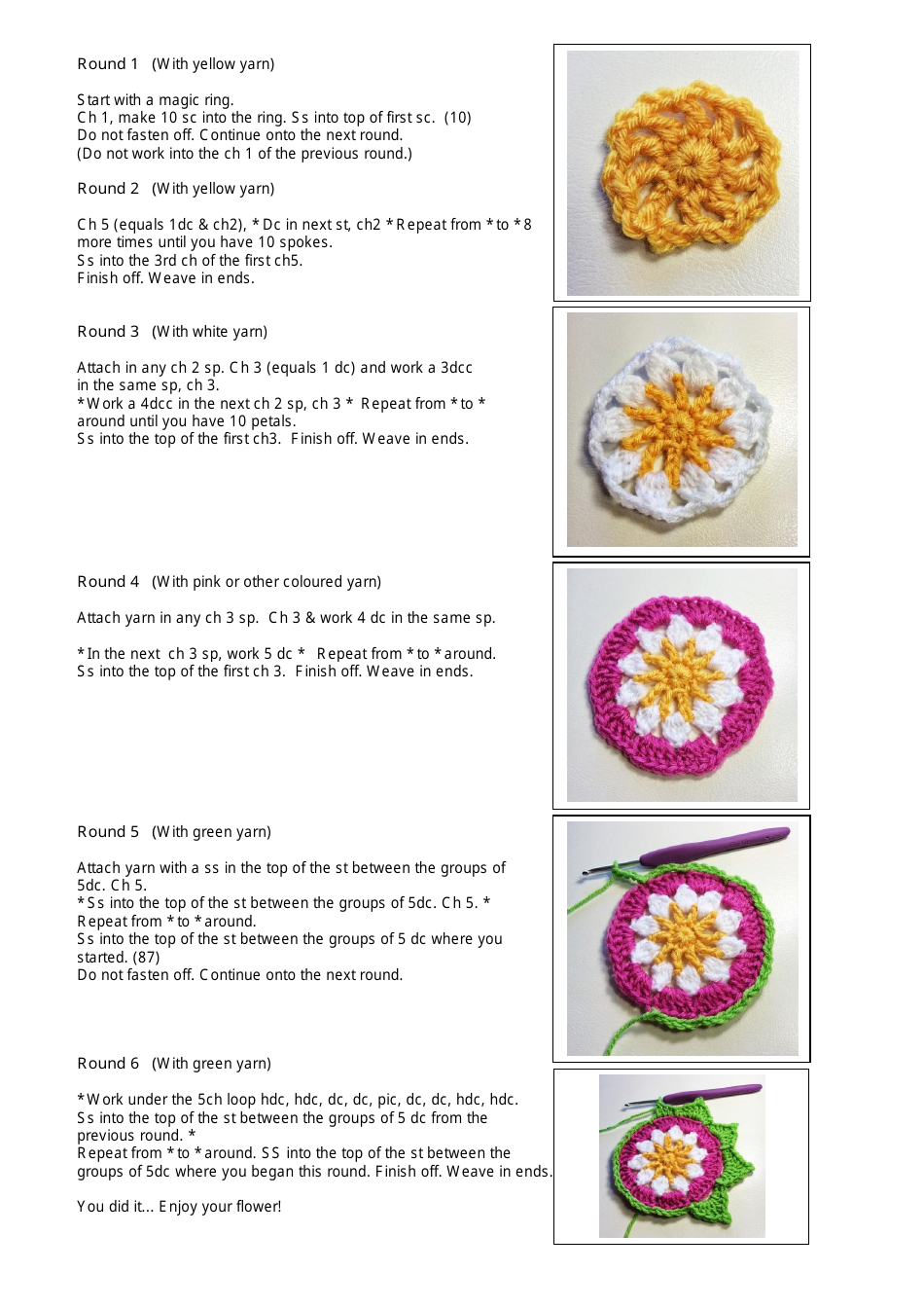 Queen Babs Friendship Flower Crochet Pattern, Page 2