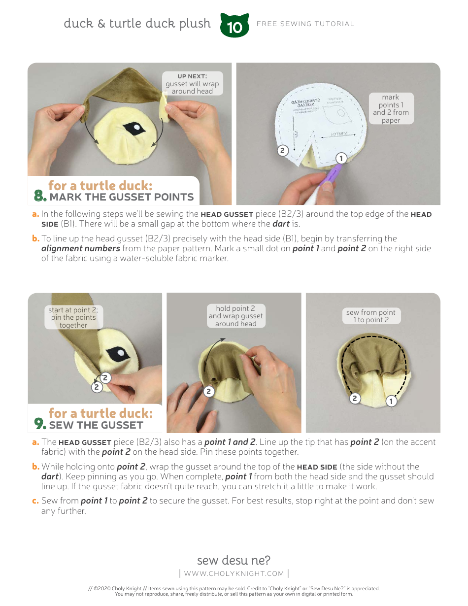 Duck Plush Sewing Pattern Templates, Page 10