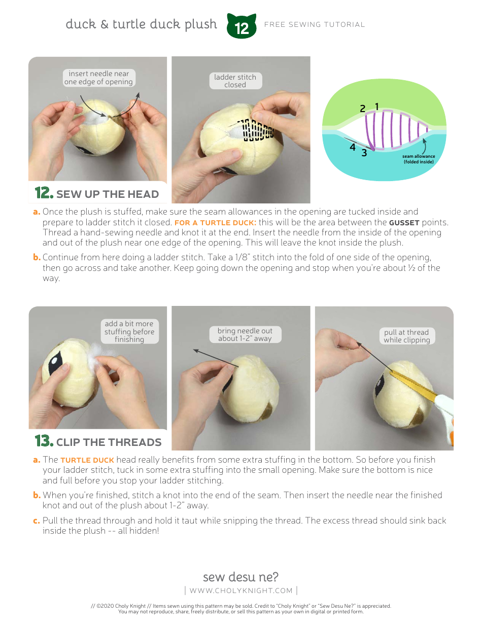 Duck Plush Sewing Pattern Templates, Page 12