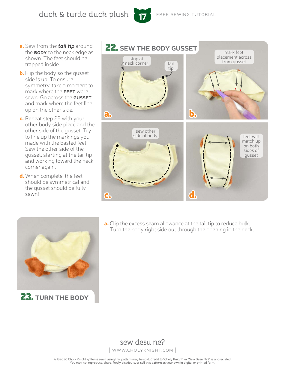 Duck Plush Sewing Pattern Templates, Page 17