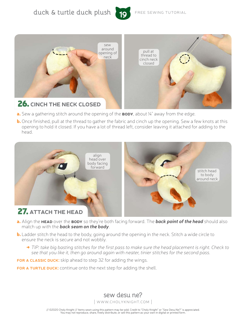 Duck Plush Sewing Pattern Templates, Page 19