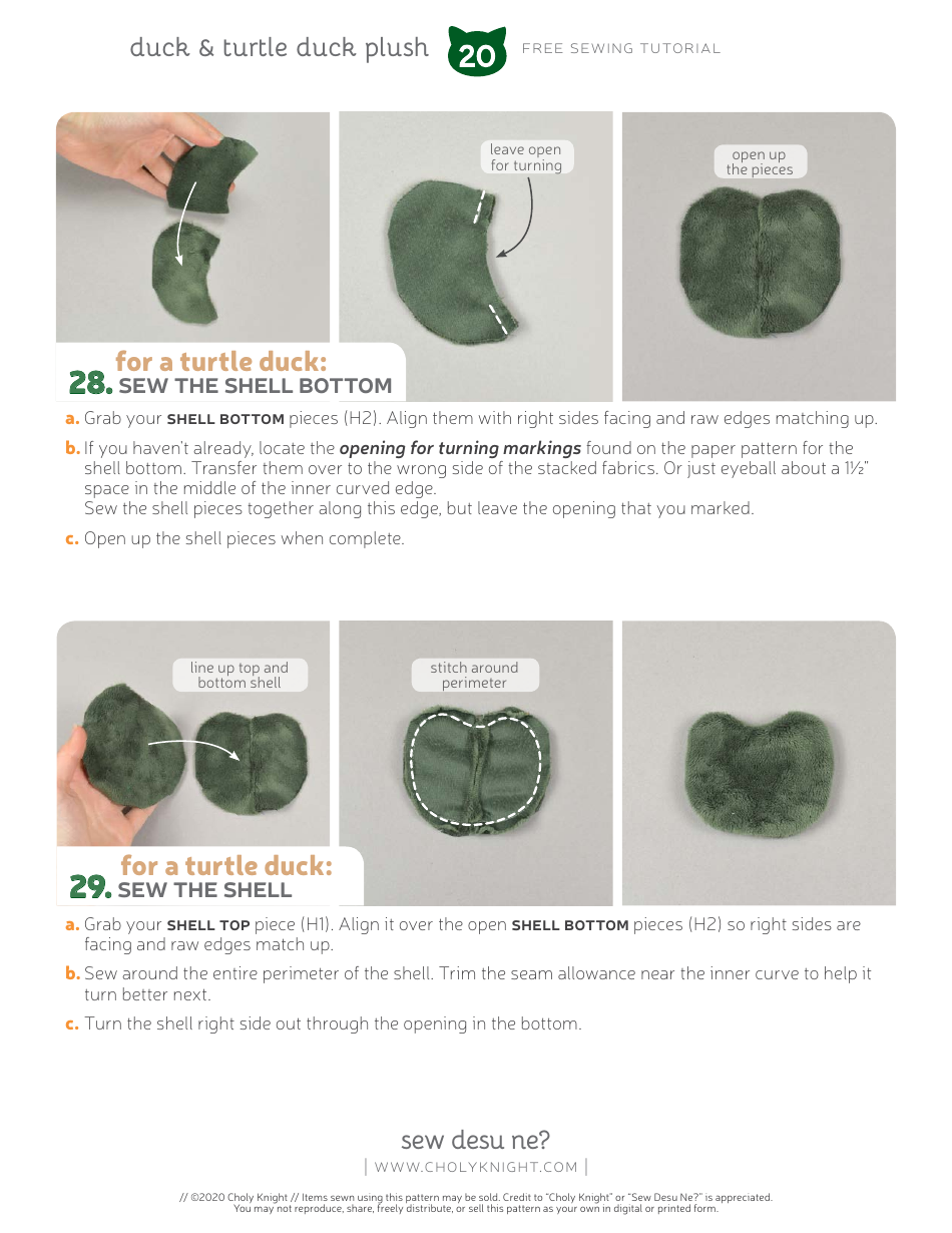 Duck Plush Sewing Pattern Templates, Page 20