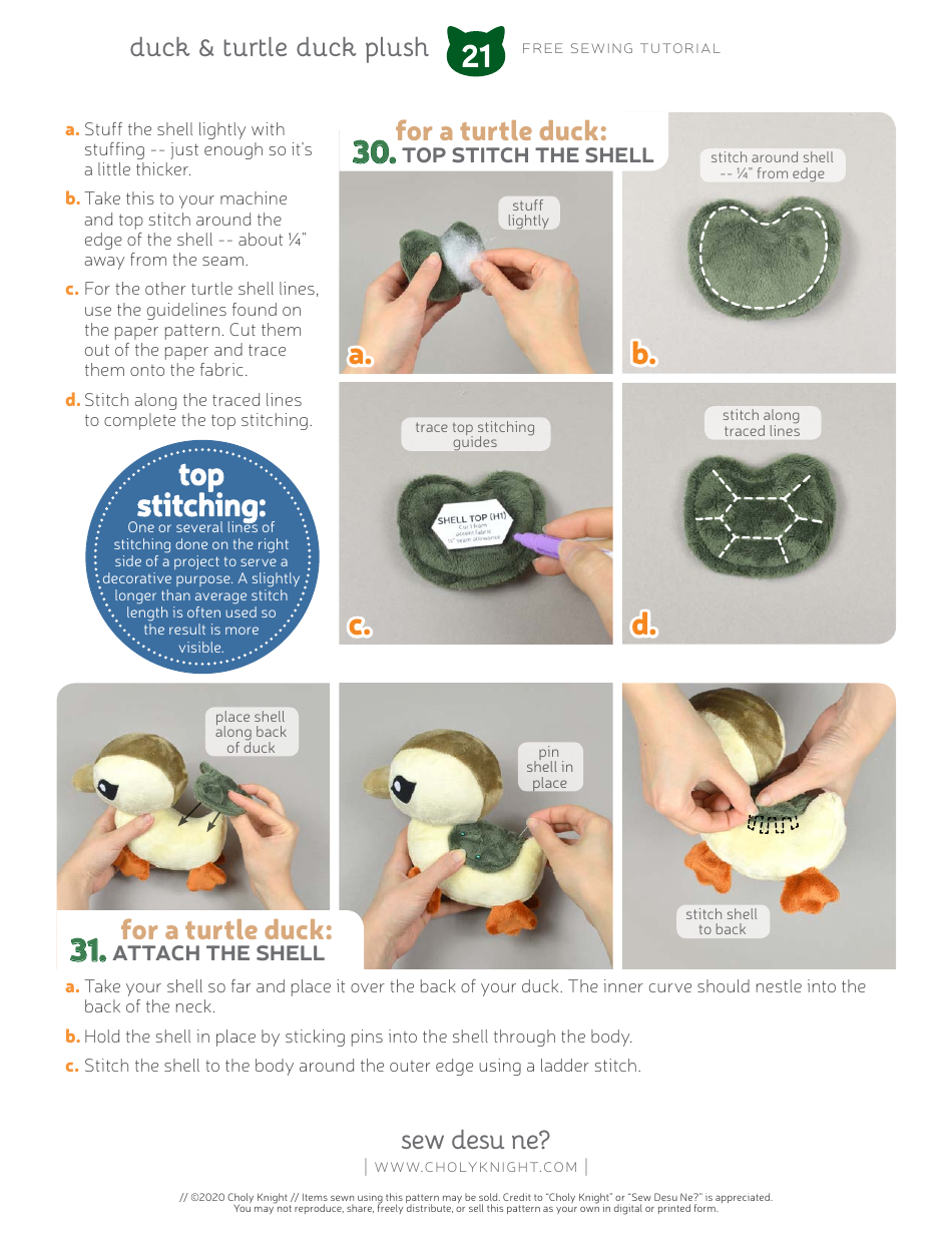 Duck Plush Sewing Pattern Templates, Page 21