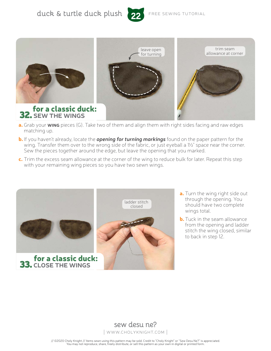 Duck Plush Sewing Pattern Templates, Page 22