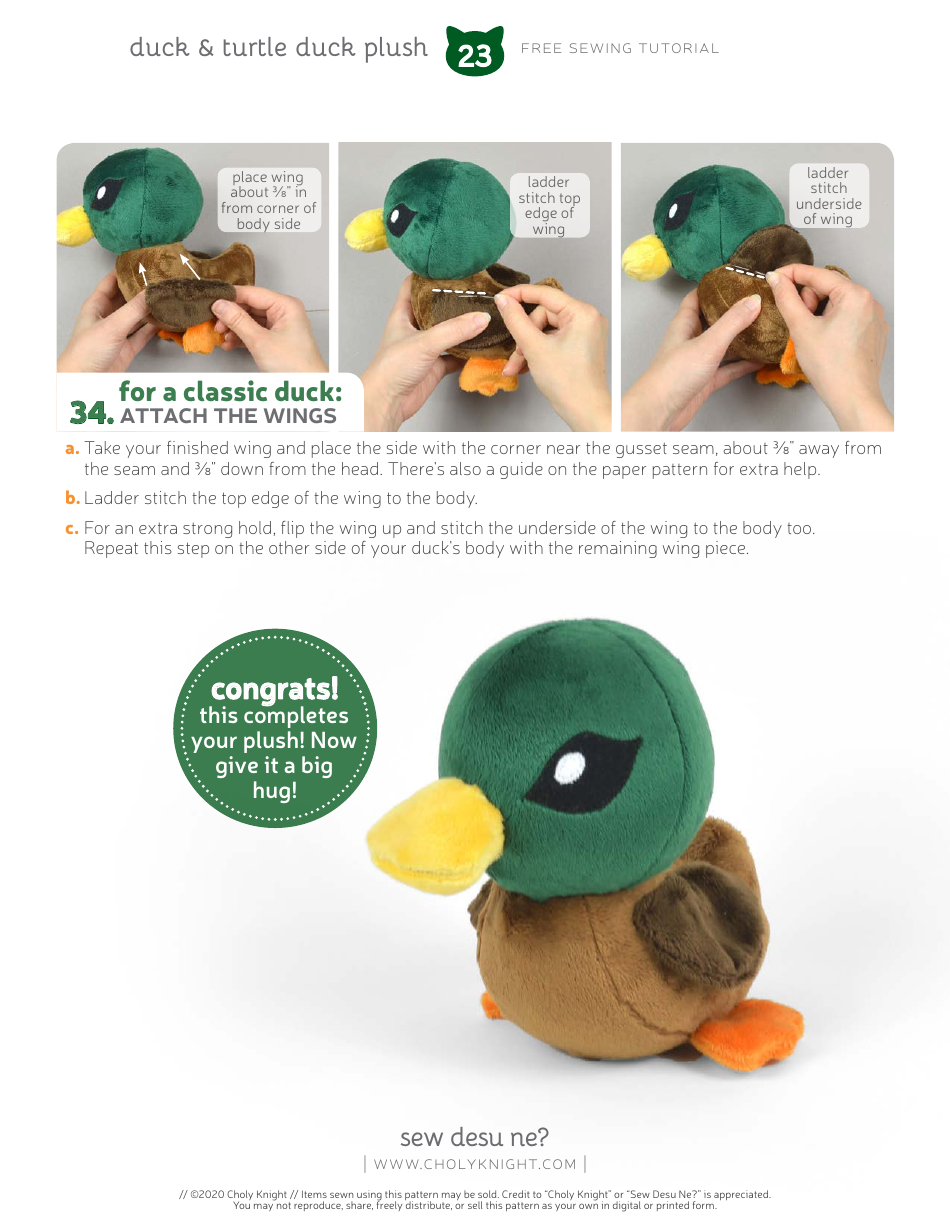 Duck Plush Sewing Pattern Templates, Page 23