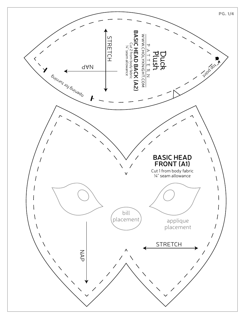 Duck Plush Sewing Pattern Templates, Page 24