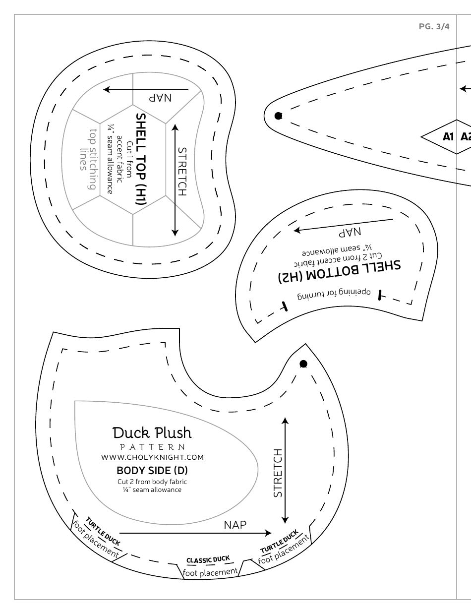 Duck Plush Sewing Pattern Templates, Page 26