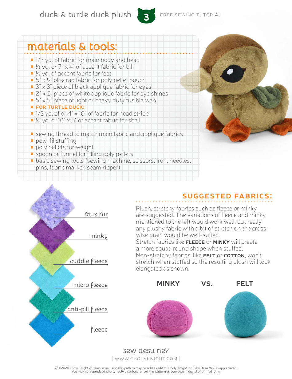 Duck Plush Sewing Pattern Templates, Page 3