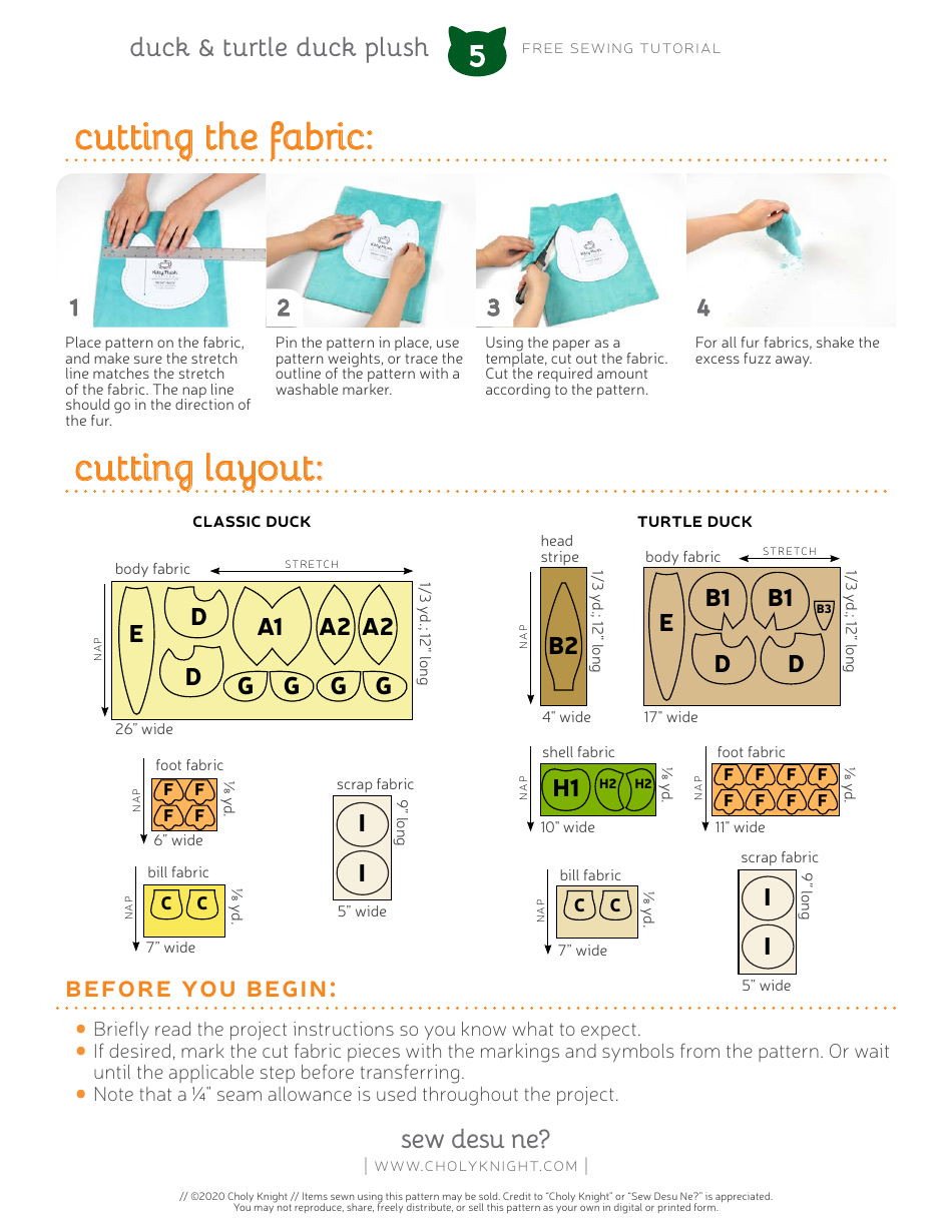 Duck Plush Sewing Pattern Templates, Page 5