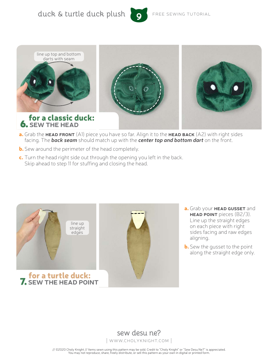 Duck Plush Sewing Pattern Templates, Page 9