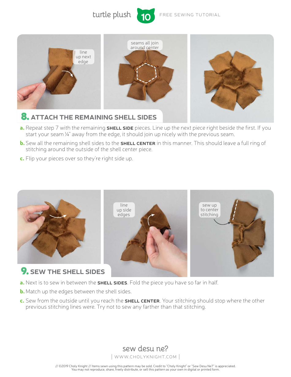 Turtle Plush Sewing Pattern Templates, Page 10