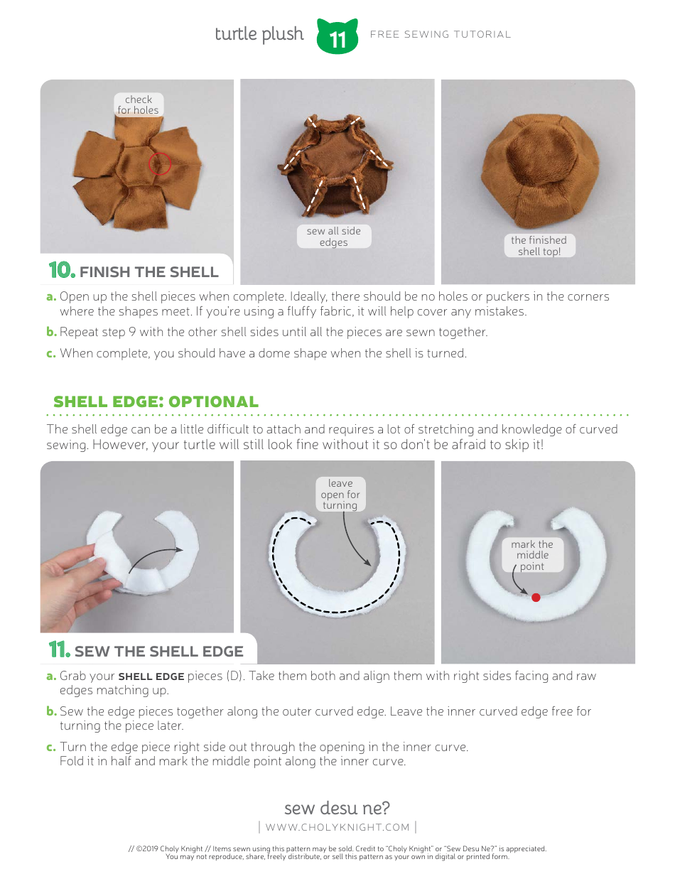 Turtle Plush Sewing Pattern Templates, Page 11