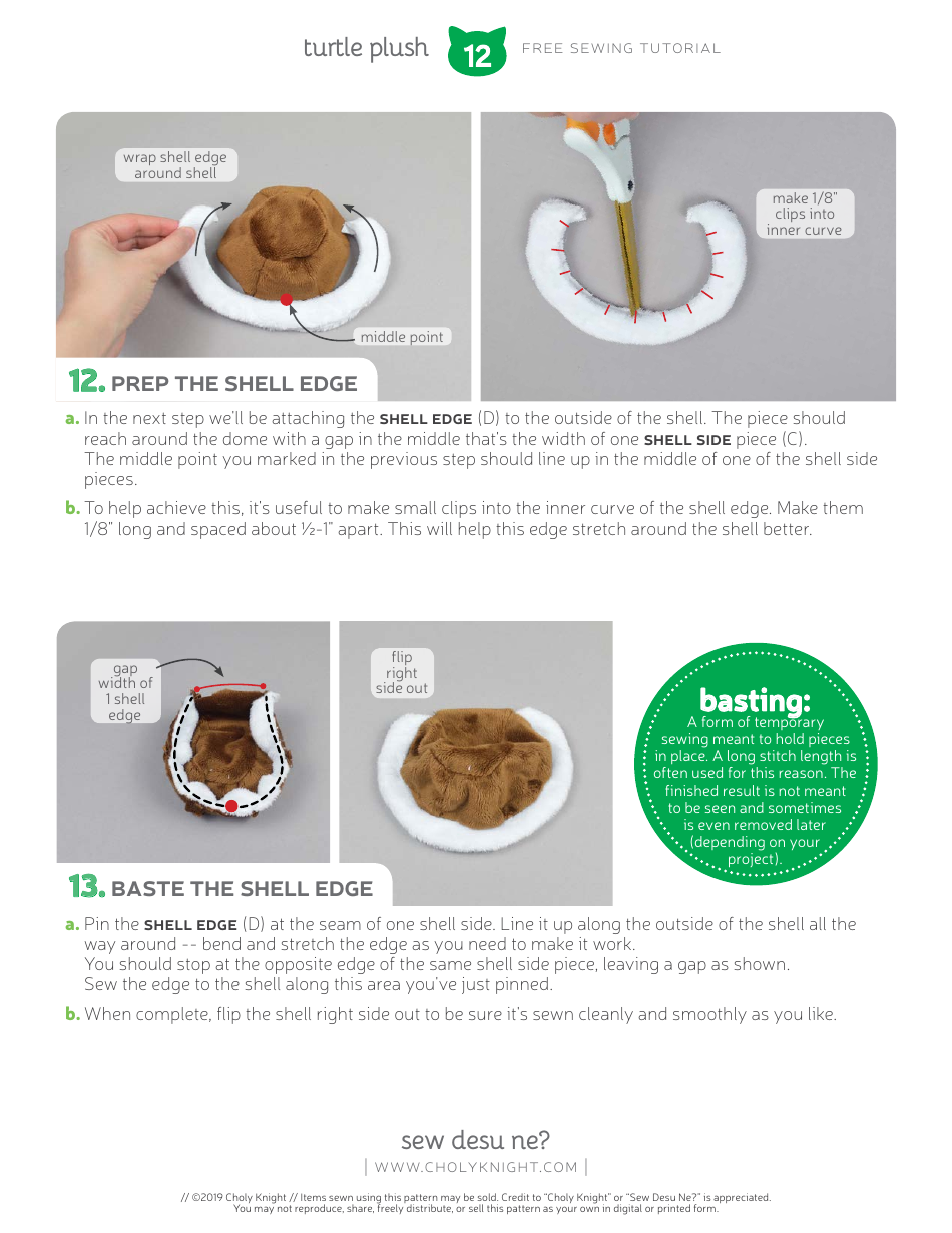 Turtle Plush Sewing Pattern Templates, Page 12