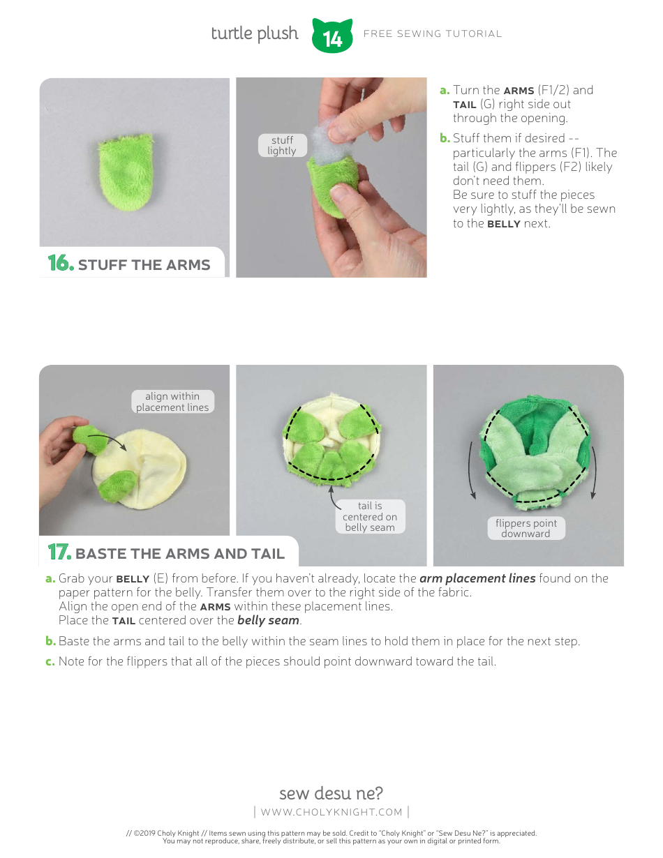 Turtle Plush Sewing Pattern Templates, Page 14