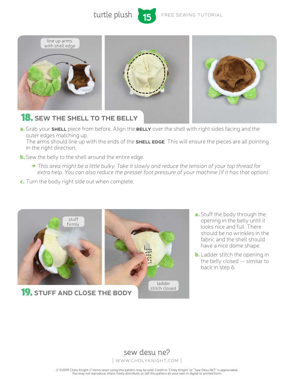 Turtle Plush Sewing Pattern Templates, Page 15
