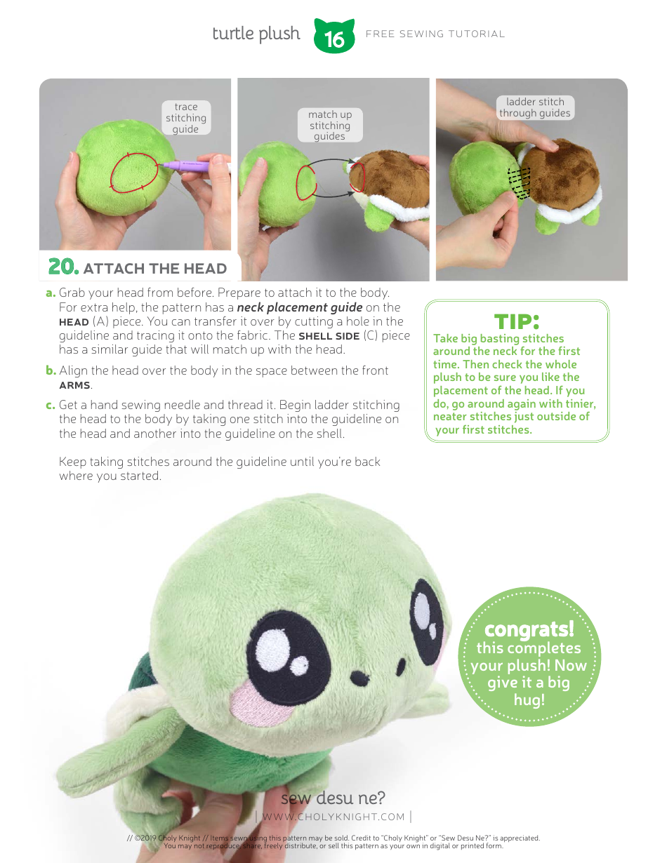 Turtle Plush Sewing Pattern Templates, Page 16