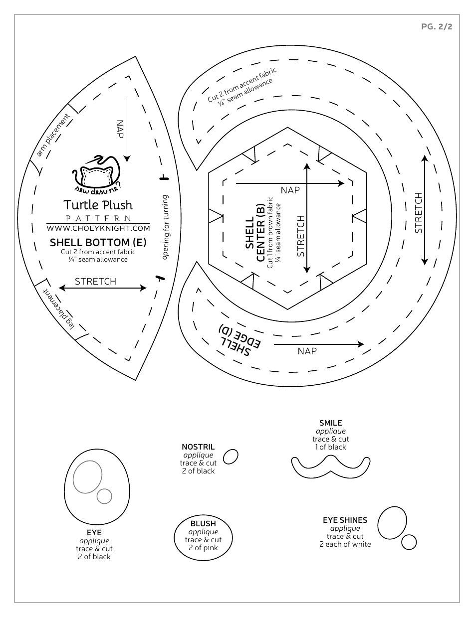 Turtle Plush Sewing Pattern Templates, Page 18