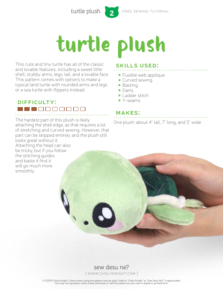 Turtle Plush Sewing Pattern Templates, Page 2