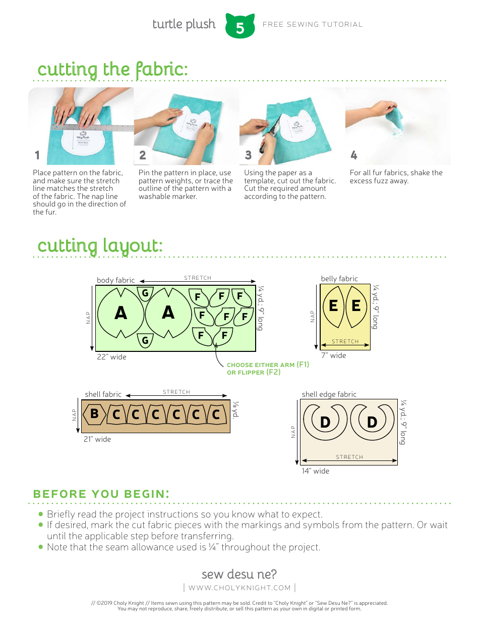 Turtle Plush Sewing Pattern Templates, Page 5