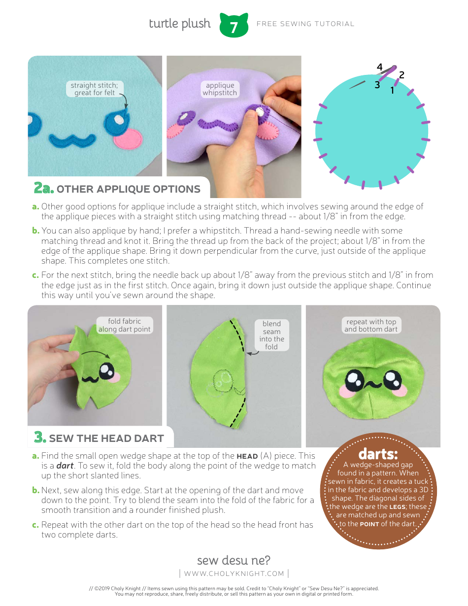 Turtle Plush Sewing Pattern Templates, Page 7