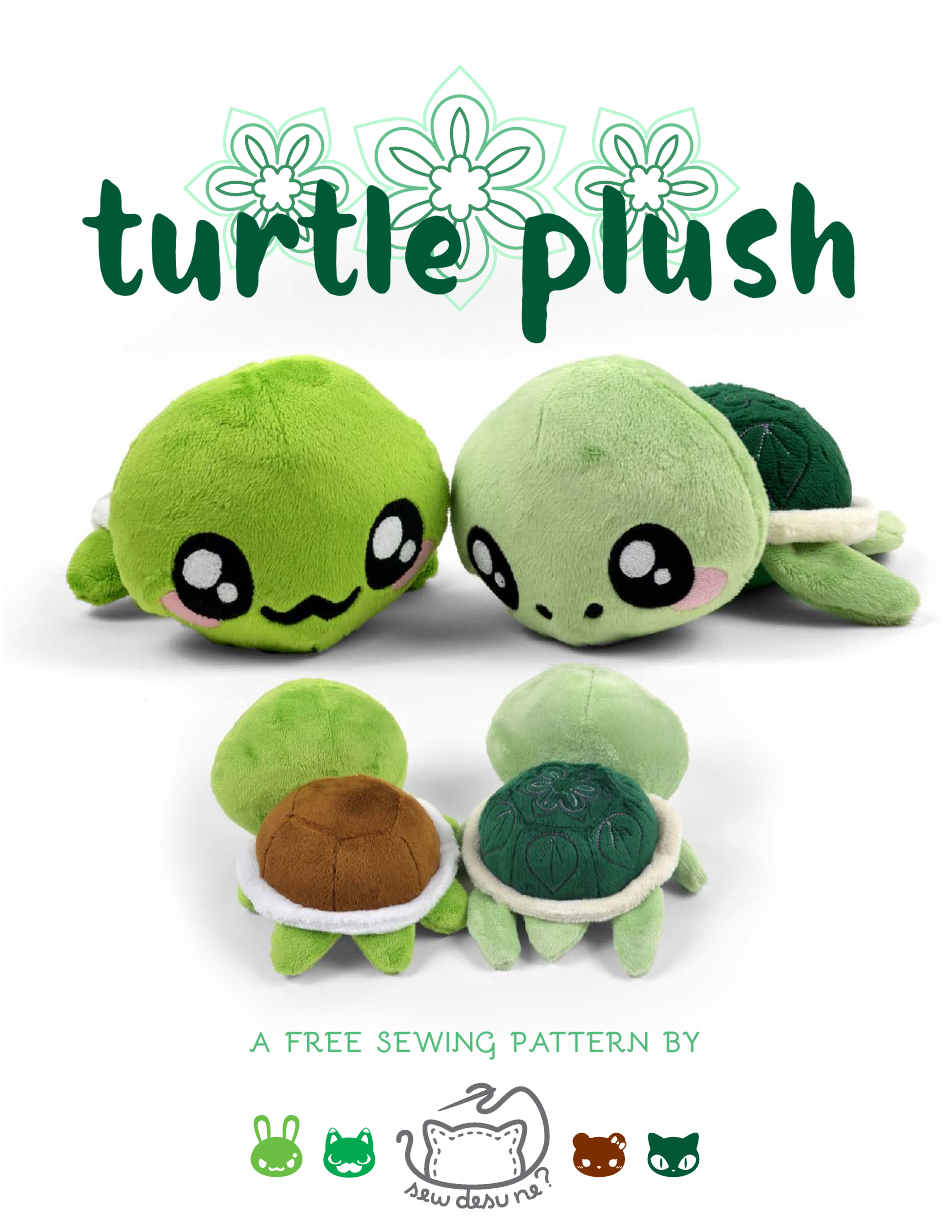 Turtle Plush Sewing Pattern Templates Download Printable PDF ...