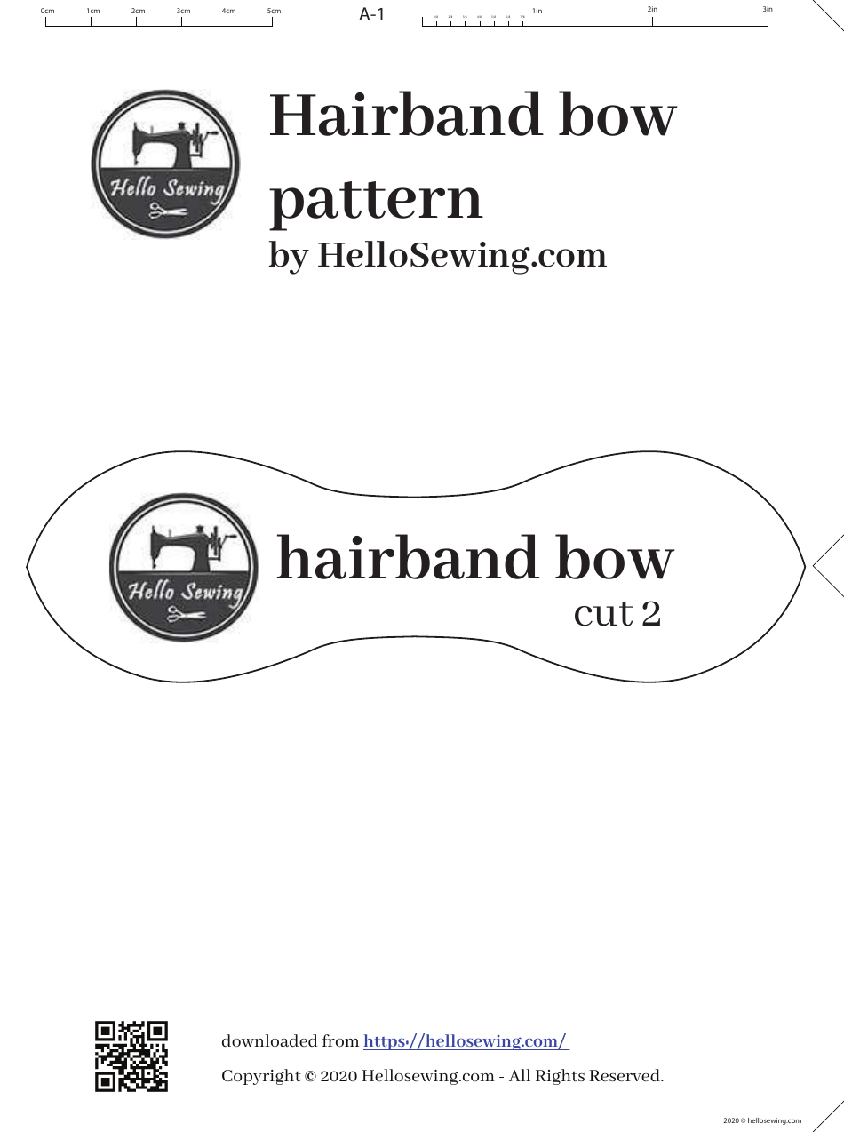 Hairband Bow Sewing Pattern Template, Page 1