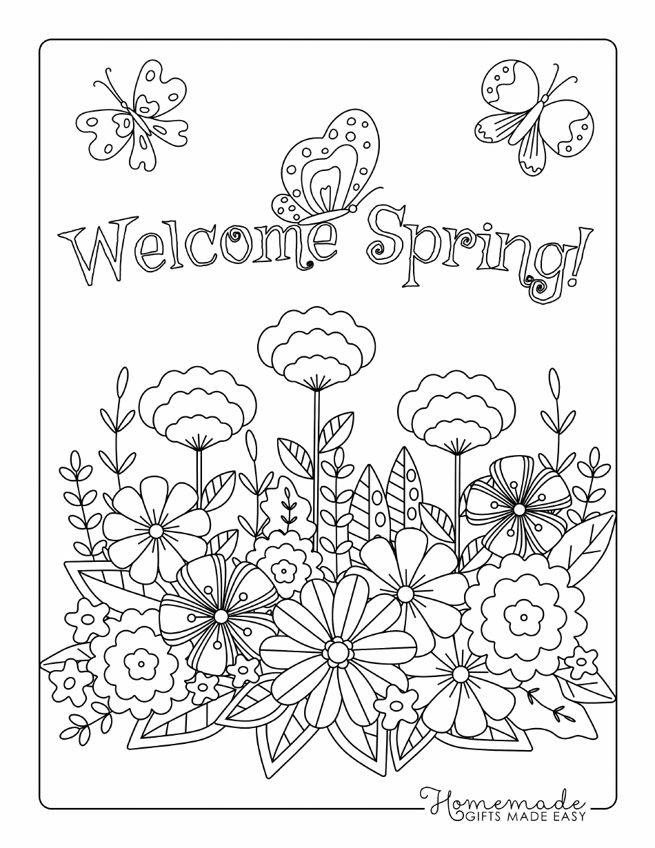 Spring Colouring Page, Page 1