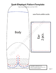 Sock Elephant Sewing Pattern Template, Page 2