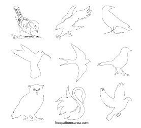 Document preview: Bird Pattern Outline Templates