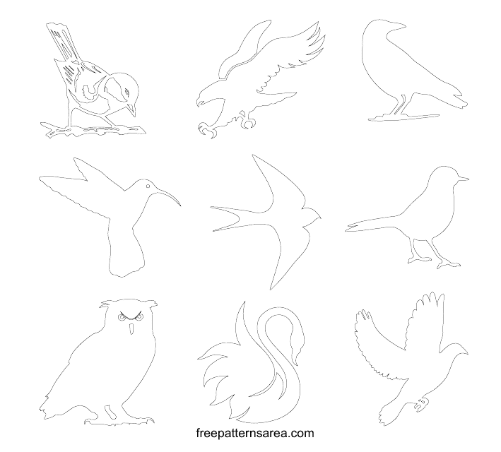 Bird Pattern Outline Templates