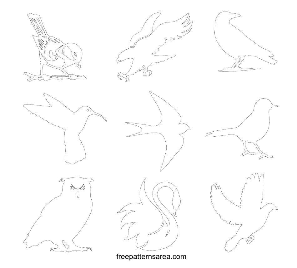 Bird Pattern Outline Templates, Page 1