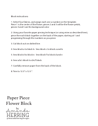 Flower Block Sewing Pattern Templates, Page 7