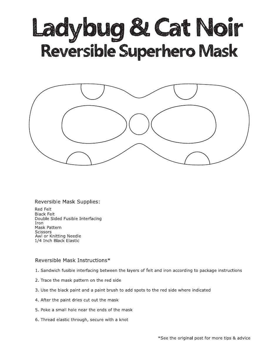 Reversible Superhero Mask Template, Page 1