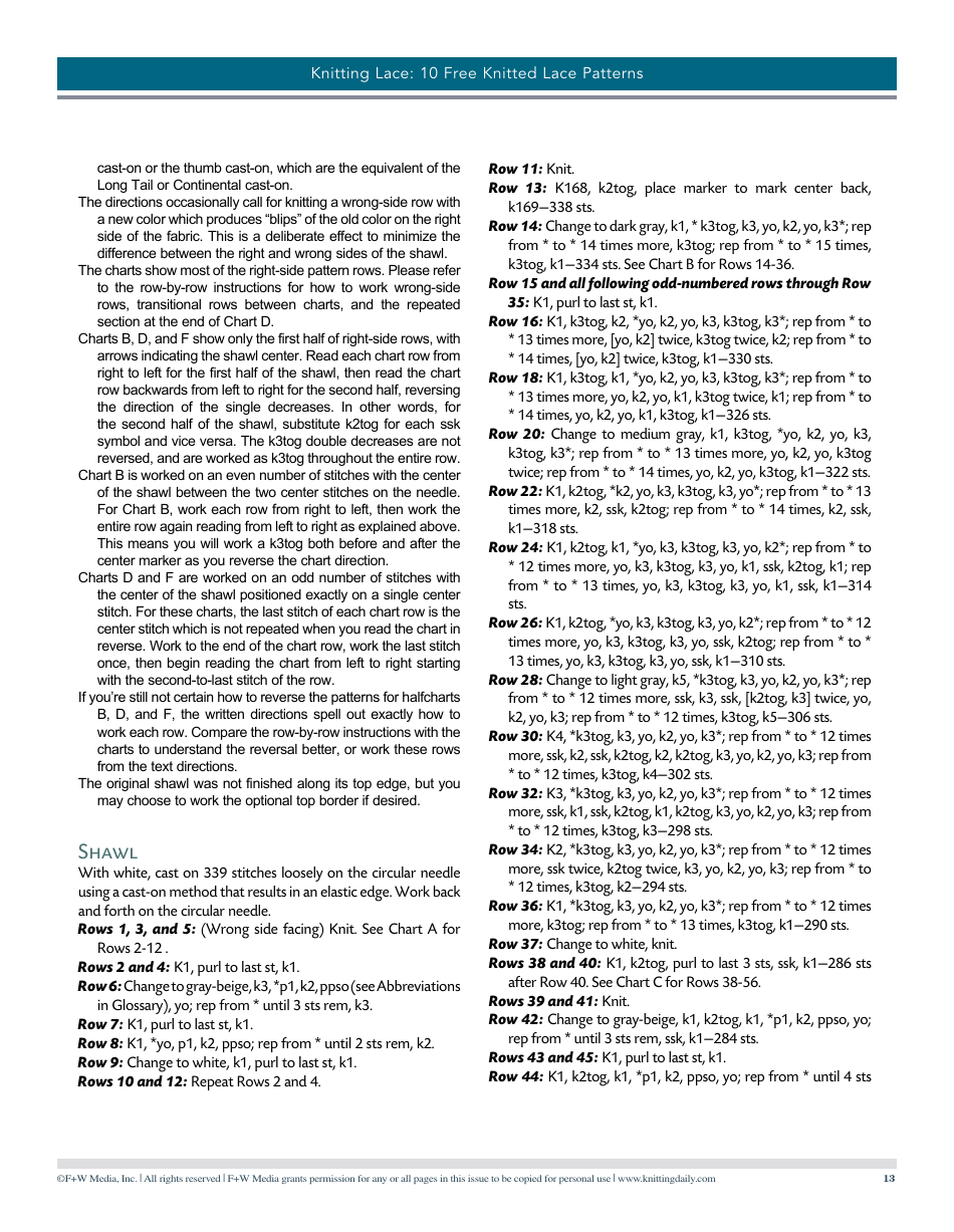 Knitted Lace Patterns, Page 13