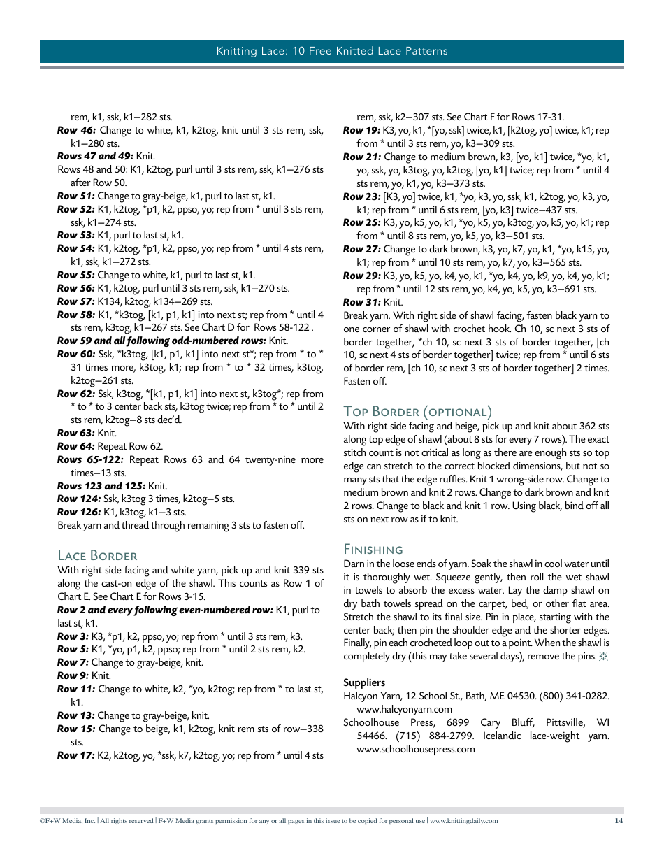 Knitted Lace Patterns, Page 14