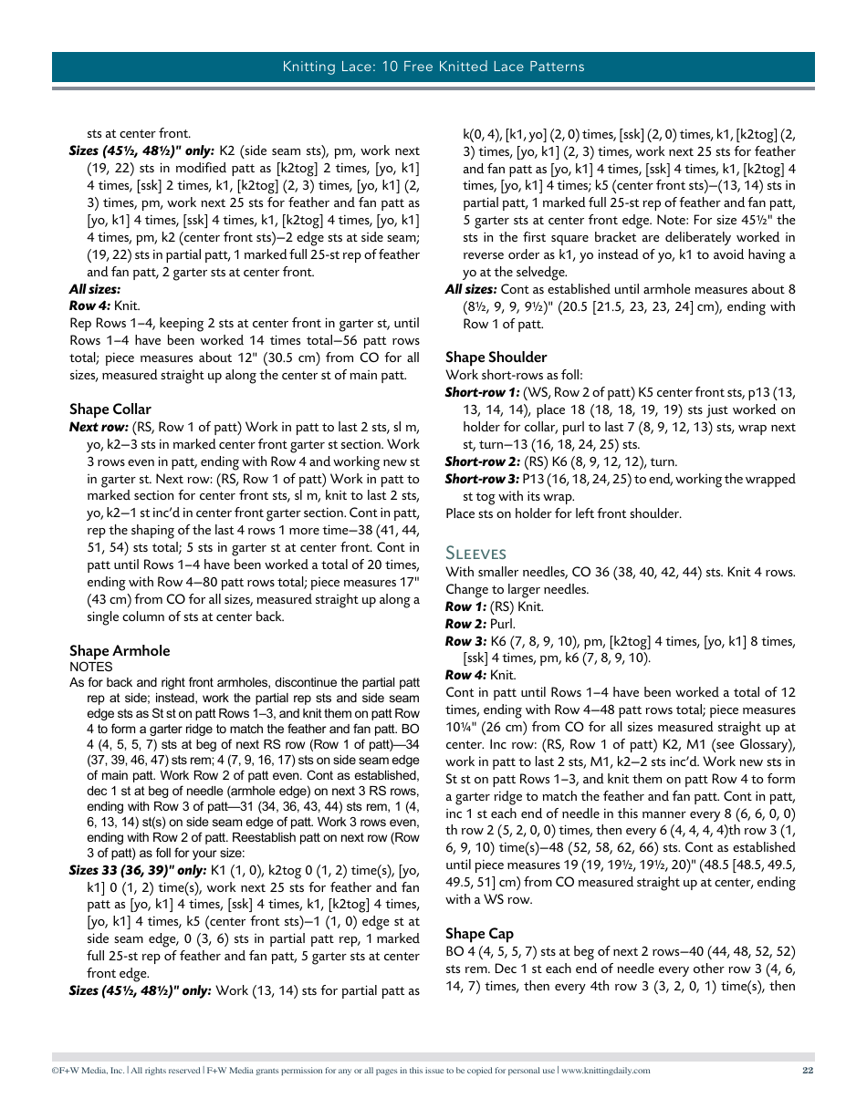 Knitted Lace Patterns, Page 22