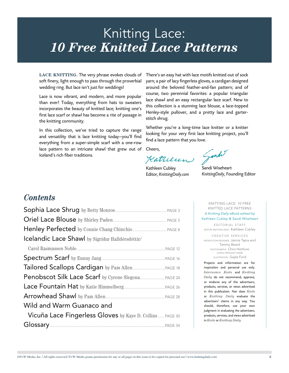 Knitted Lace Patterns, Page 2